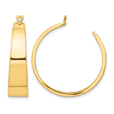 14K Polished Hoop Earring Jackets, 30 x 8mm