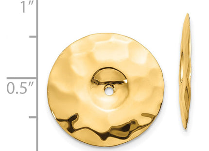 14k Polished Hammered Disc Earring Jackets (Style E895J)