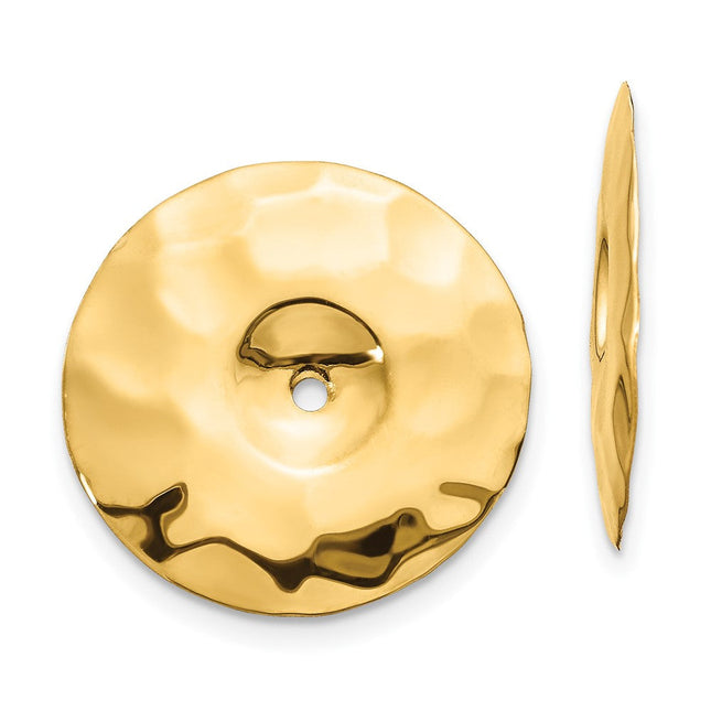 14k Polished Hammered Disc Earring Jackets, 19 x 19mm