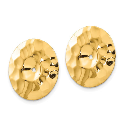 14K Polished Hammered Disc Earring Jackets, 16 x 17mm