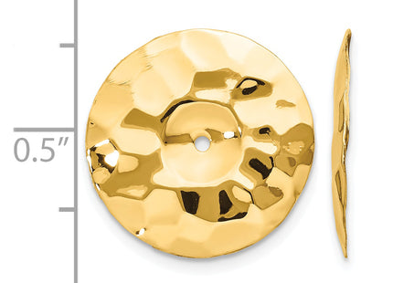 14k Polished Hammered Disc Earring Jackets, 16 x 17mm