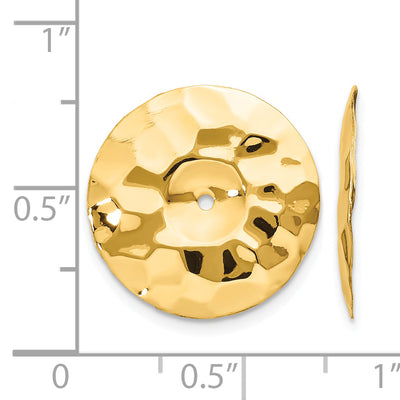 14K Polished Hammered Disc Earring Jackets, 16 x 17mm