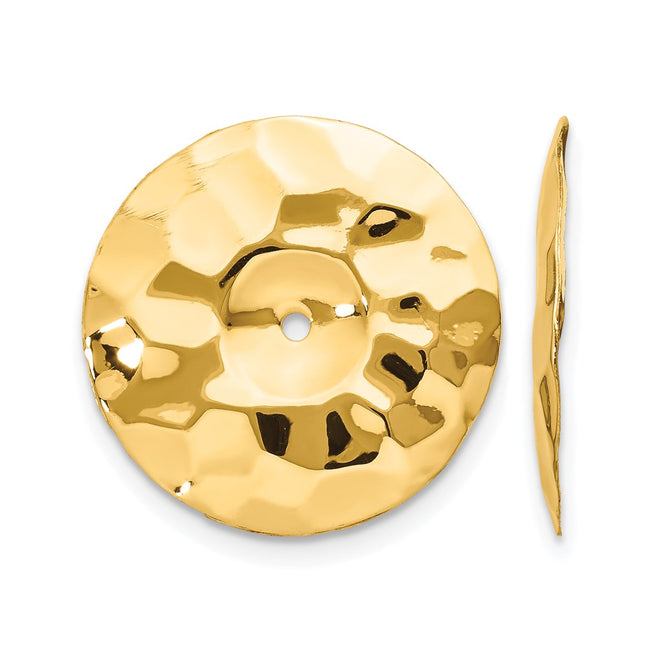 14k Polished Hammered Disc Earring Jackets, 16 x 17mm