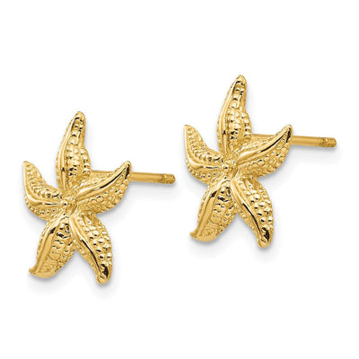 14K Starfish Earrings, 13 x 12mm