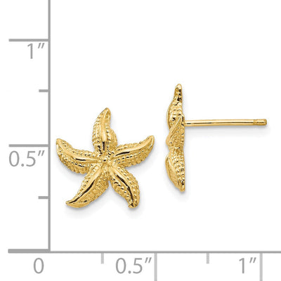 14K Starfish Earrings, 13 x 12mm