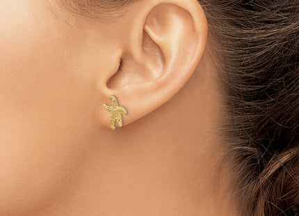 14K gold starfish earrings, another view