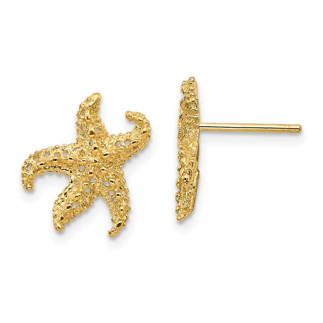 14k Starfish Earrings, 14 x 11mm