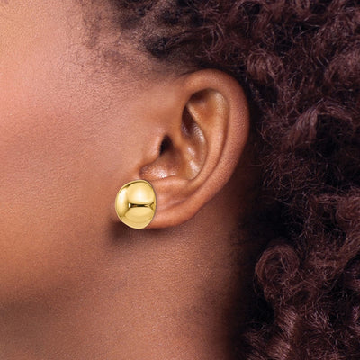 14K Polished Half Ball Post Earrings, 16 x 16mm