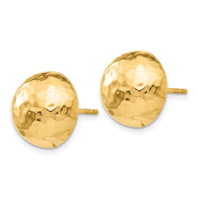 14K Hammered Half Ball Post Earrings, 13 x 13mm