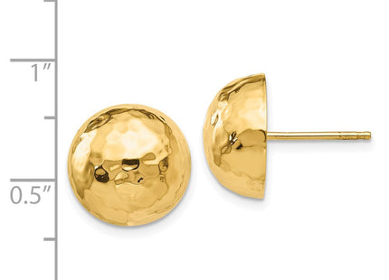 14k Hammered Half Ball Post Earrings (Style E928)