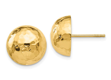 14k Hammered Half Ball Post Earrings (Style E928)