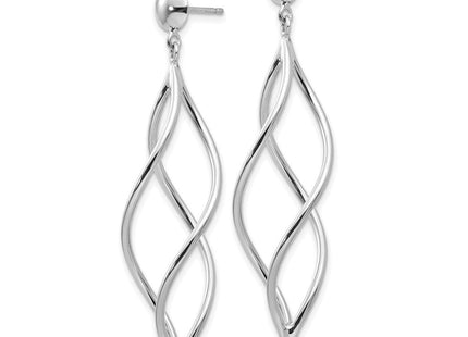14k White Gold Swirl Dangle Earrings (Style E966)