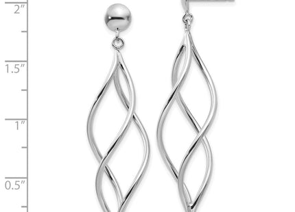 14k White Gold Swirl Dangle Earrings (Style E966)