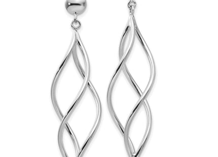 14k White Gold Swirl Dangle Earrings (Style E966)