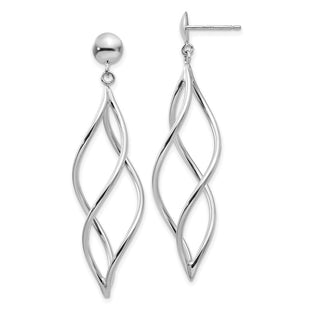 14k White Gold Swirl Dangle Earrings (Style E966)