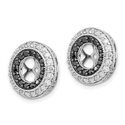 14K White Gold Black and White Diamond Earring Jackets