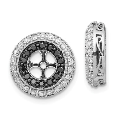 14K White Gold Black and White Diamond Earring Jackets