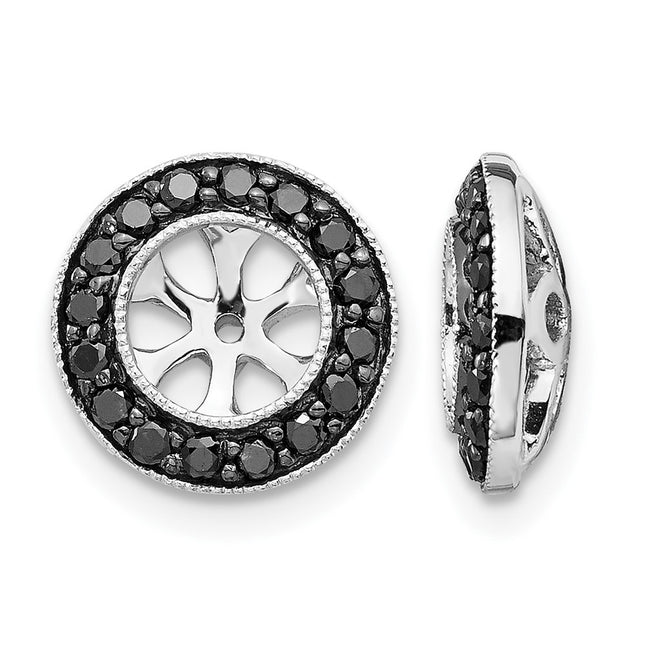 14k White Gold 1/ Black Diamond Earring Jackets, 11 x 11mm