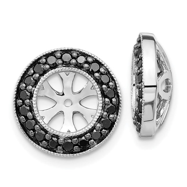 14k White Gold 1/ Black Diamond Earring Jackets, 12 x 12mm