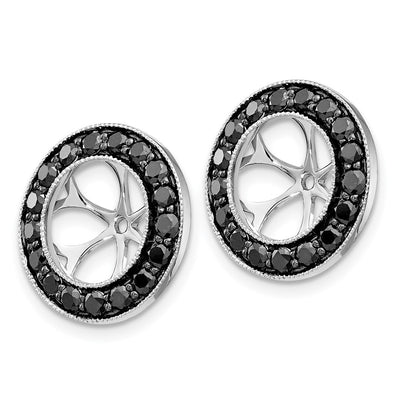 14K White Gold 1-1/ Black Diamond Earring Jackets
