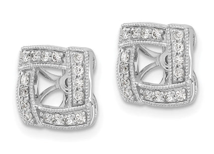 14k White Gold Diamond Square Earring Jackets (Style EJM5312-033-WA)