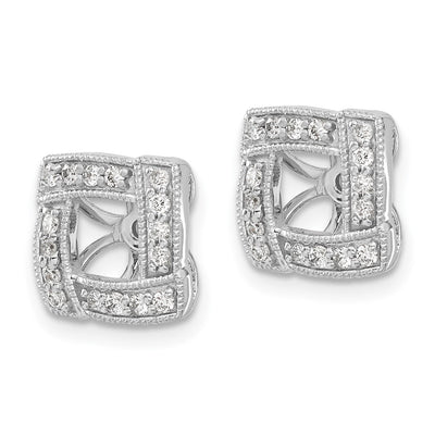 14K White Gold Diamond Square Earring Jackets, 11 x 11mm