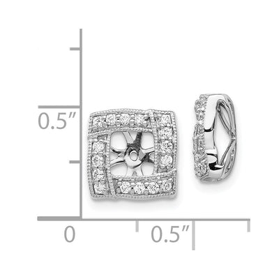 14K White Gold Diamond Square Earring Jackets, 11 x 11mm