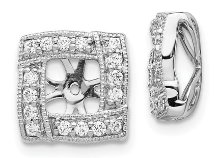14k White Gold Diamond Square Earring Jackets (Style EJM5312-033-WA)