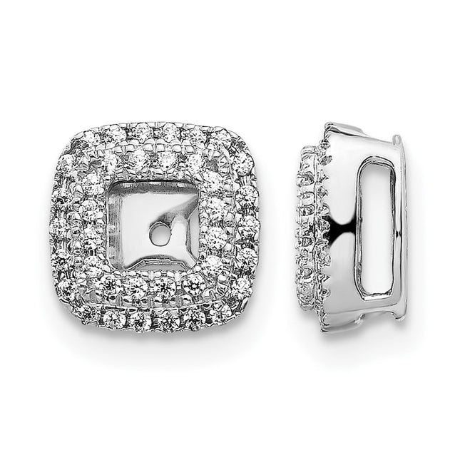 14k White Gold Diamond Square Earring Jackets, 8 x 8mm