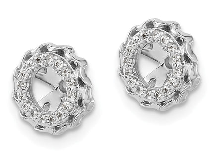 14k White Gold Twisted Edge Diamond Earring Jackets (Style EJM5318-010-WA)
