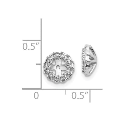 14K White Gold Twisted Edge Diamond Earring Jackets, 9 x 9mm