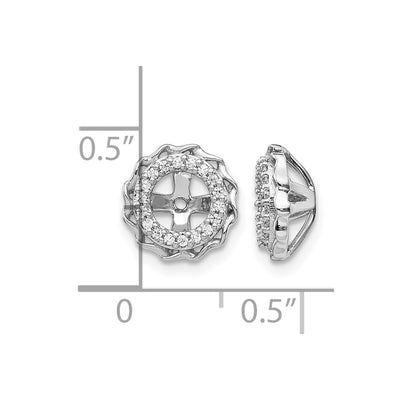 14K White Gold Twisted Edge Diamond Earring Jackets, 10 x 10mm