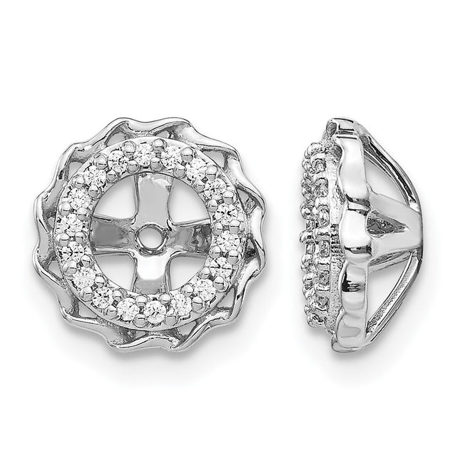 14k White Gold Twisted Edge Diamond Earring Jackets, 10 x 10mm