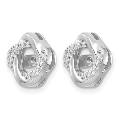 14K White Gold Diamond Jacket Earrings, 10 x 10mm