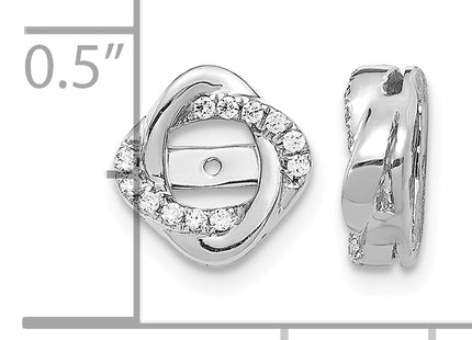 14k White Gold Diamond Jacket Earrings, 10 x 10mm