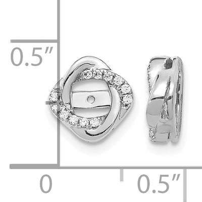14K White Gold Diamond Jacket Earrings, 10 x 10mm