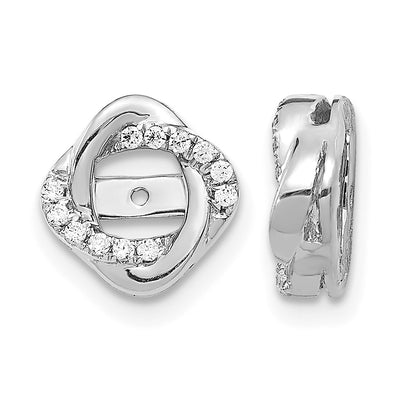 14K White Gold Diamond Jacket Earrings, 10 x 10mm