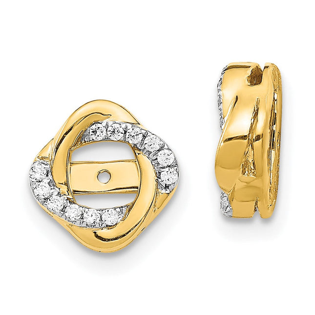14k White Gold Diamond Jacket Earrings, 10 x 10mm