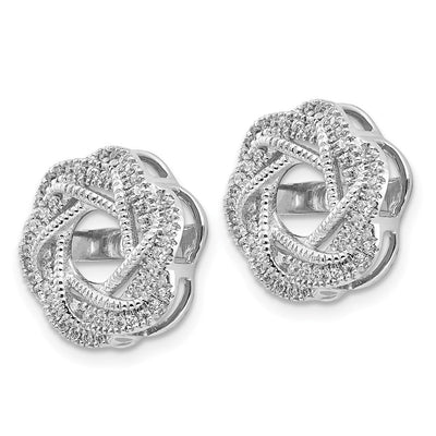 14K White Gold Diamond Jacket Earrings, 14 x 14mm