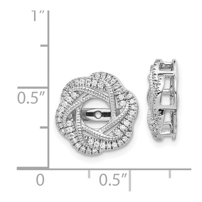 14K White Gold Diamond Jacket Earrings, 14 x 14mm