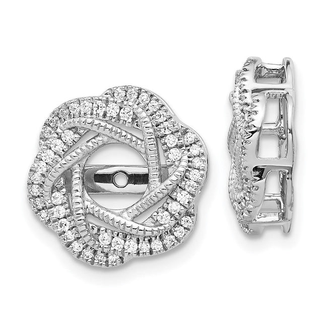 14k White Gold Diamond Jacket Earrings, 14 x 14mm