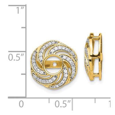 14K Yellow Gold Swirl Diamond Jacket Earrings
