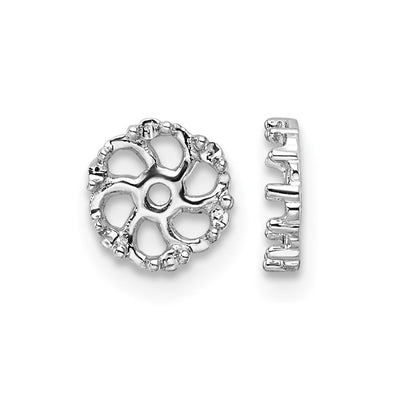 14K White Gold Diamond Earring Jacket Mountings, 6 x 6mm