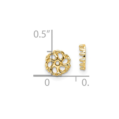 14K White Gold Diamond Earring Jacket Mountings, 11.5 x 11.5mm