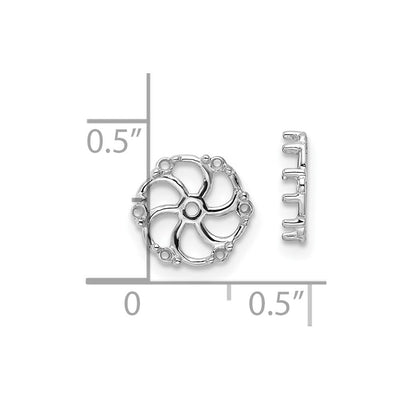 14K White Gold Diamond Earring Jacket Mountings, 9 x 9mm