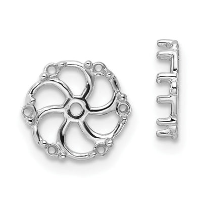 14K White Gold Diamond Earring Jacket Mountings, 9 x 9mm
