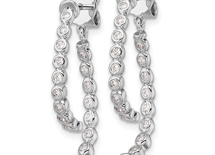 14K white gold diamond drop earrings, alternate view