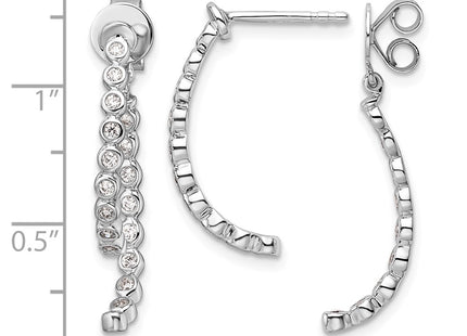 14K white gold diamond drop earrings, another view