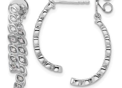 14K White Gold Polished Diamond Front and Back Dangle Earrings (Style EM10173-021-WAA)