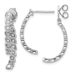 14K White Gold Polished Diamond Front and Back Dangle Earrings (Style EM10173-021-WAA)